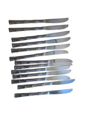 Lot 13 Stainless Korea Bamboo Pattern Dinner Knives 8.5" Flatware Replacement